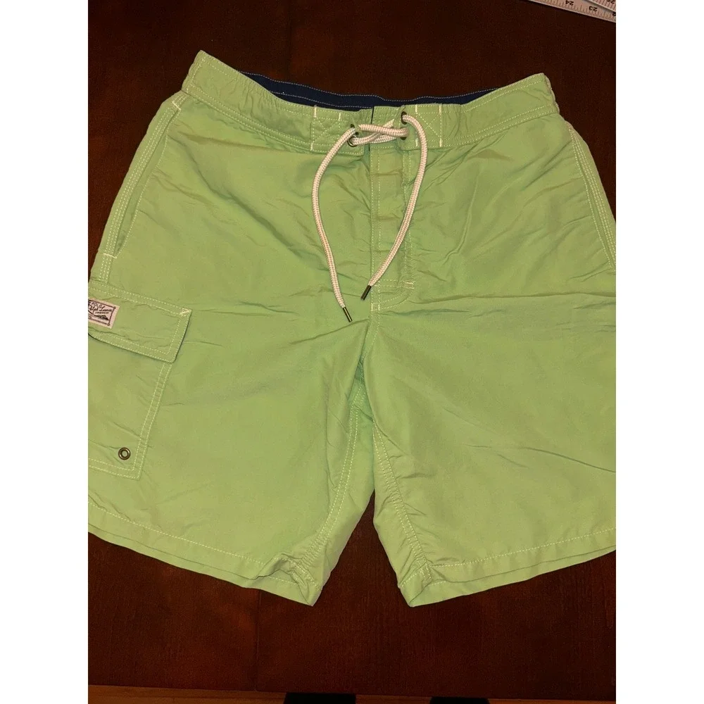 Polo Ralph Lauren‎ Mens Lime Green Cargo Swim Trunks Shorts Mesh Lined Small